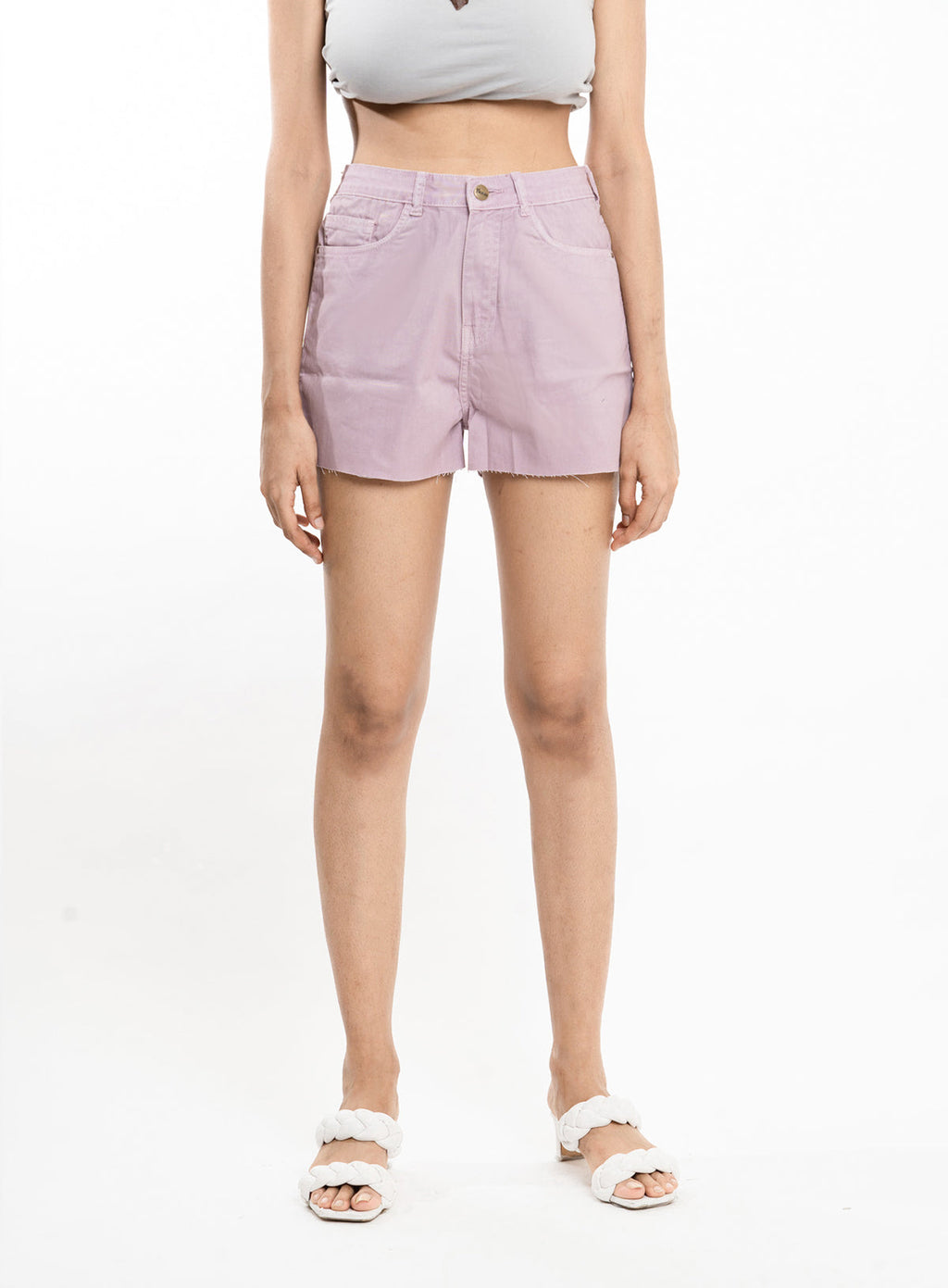 Pink Shorts With Raw Bottom