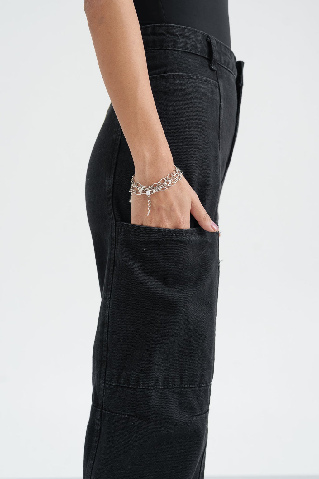 Solid Black Baggy Jeans