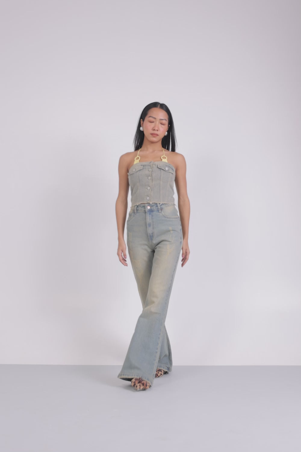 Distressed Sky Bootcut Jeans