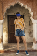 Dark Blue Distresses Denim Skirt