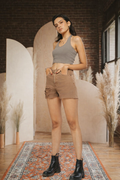 Brown Ripped Shorts