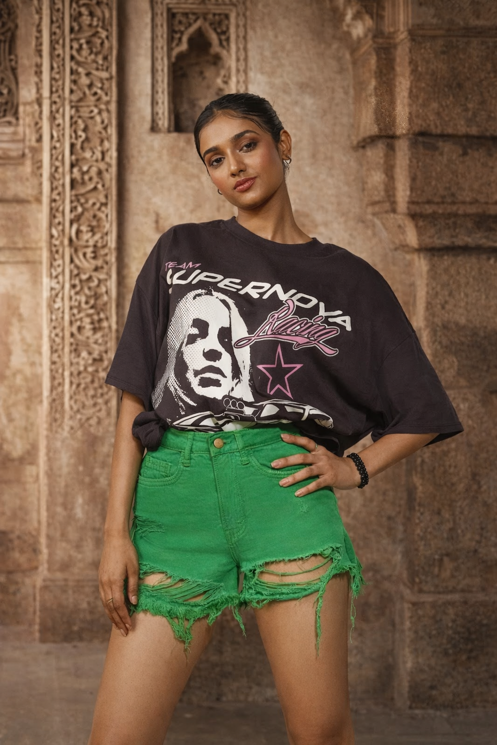 Fresh Green Distressed Shorts