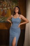 Teal Midi Dress With Slit