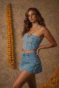 Asymmetric Pockets Indigo Skirt
