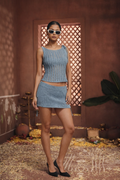 Blue Ribbed Mini Skirt