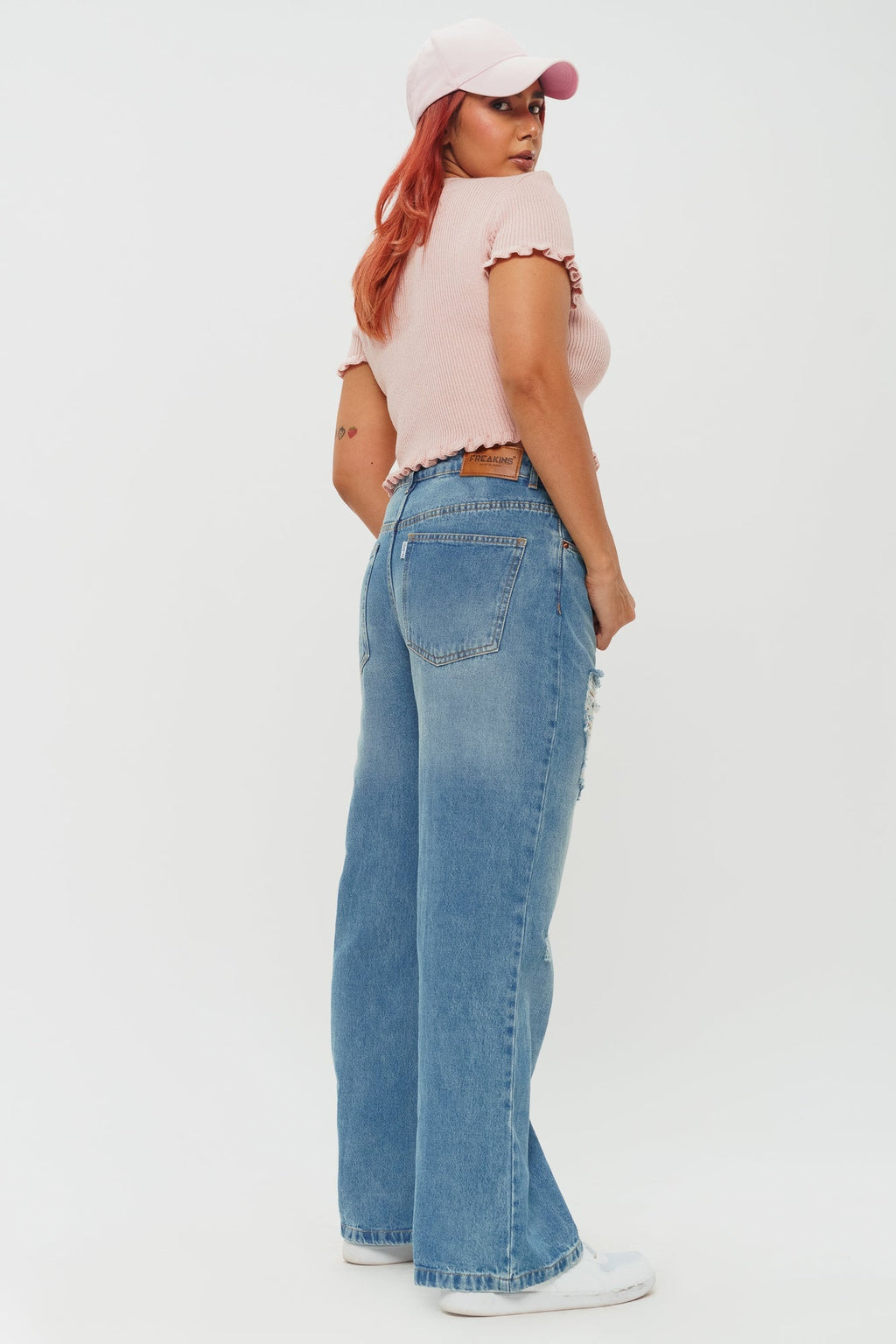 Windy Blue Distressed Women's Wide Jeans