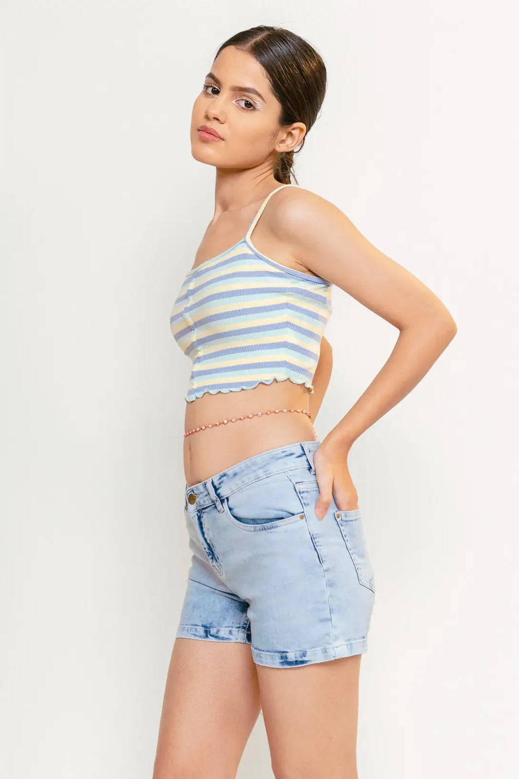 Light Blue Basic Denim Shorts