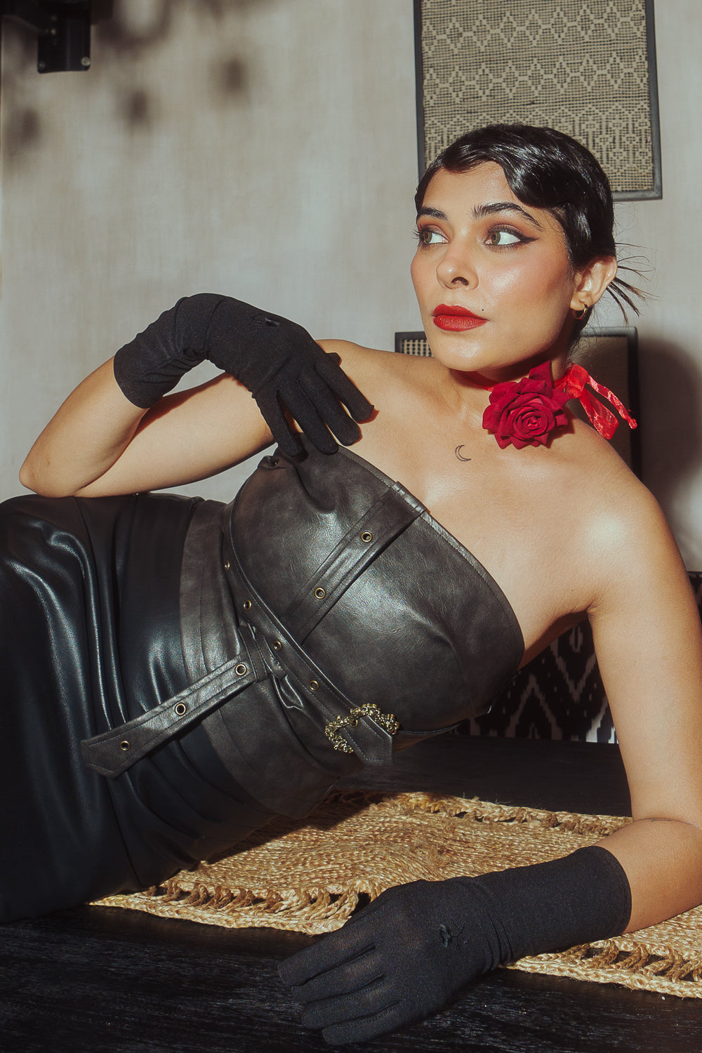 Fitted Leather Corset With Belt