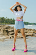 Denim Diagonal Light Skort
