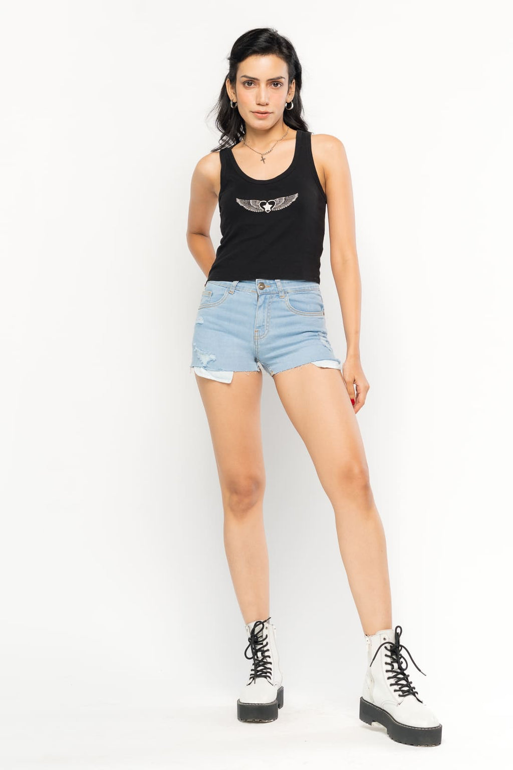 Minimal Distress Light Shorts