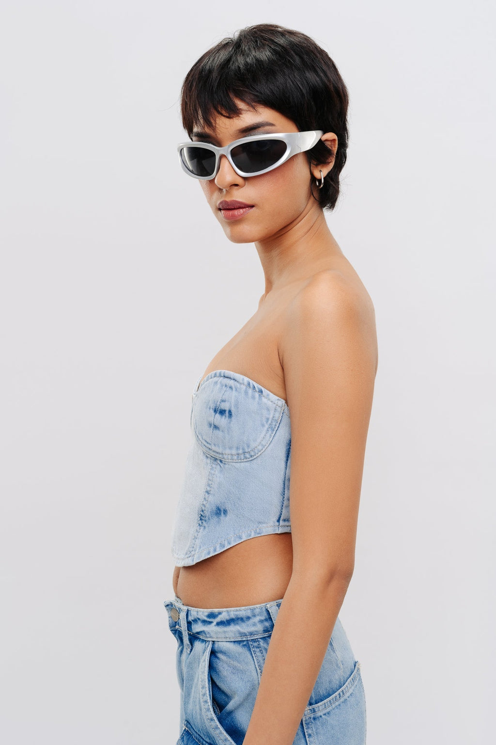 Light Blue Denim Bustier Top