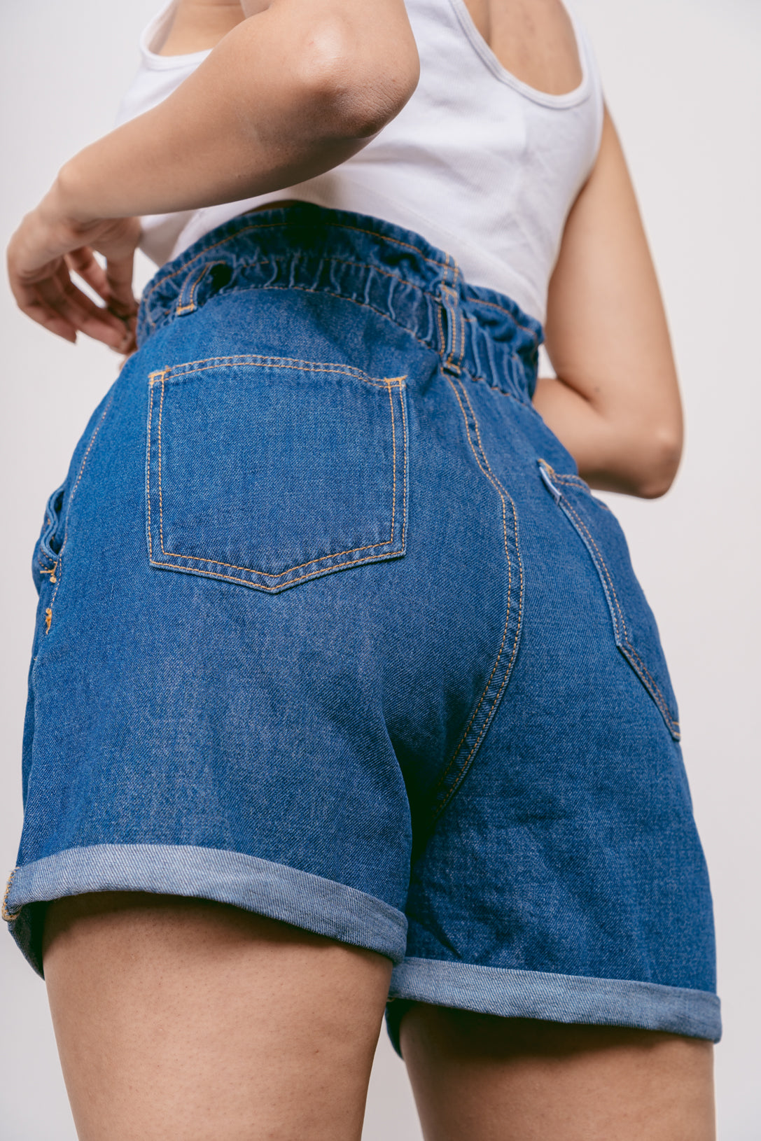 Denim Paperbag Bermuda Shorts