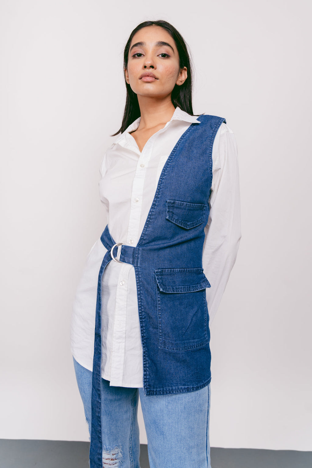 One Sided Denim Vest