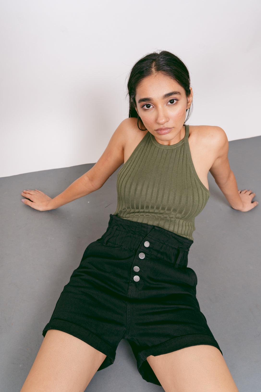 Black Paperbag Bermuda Shorts