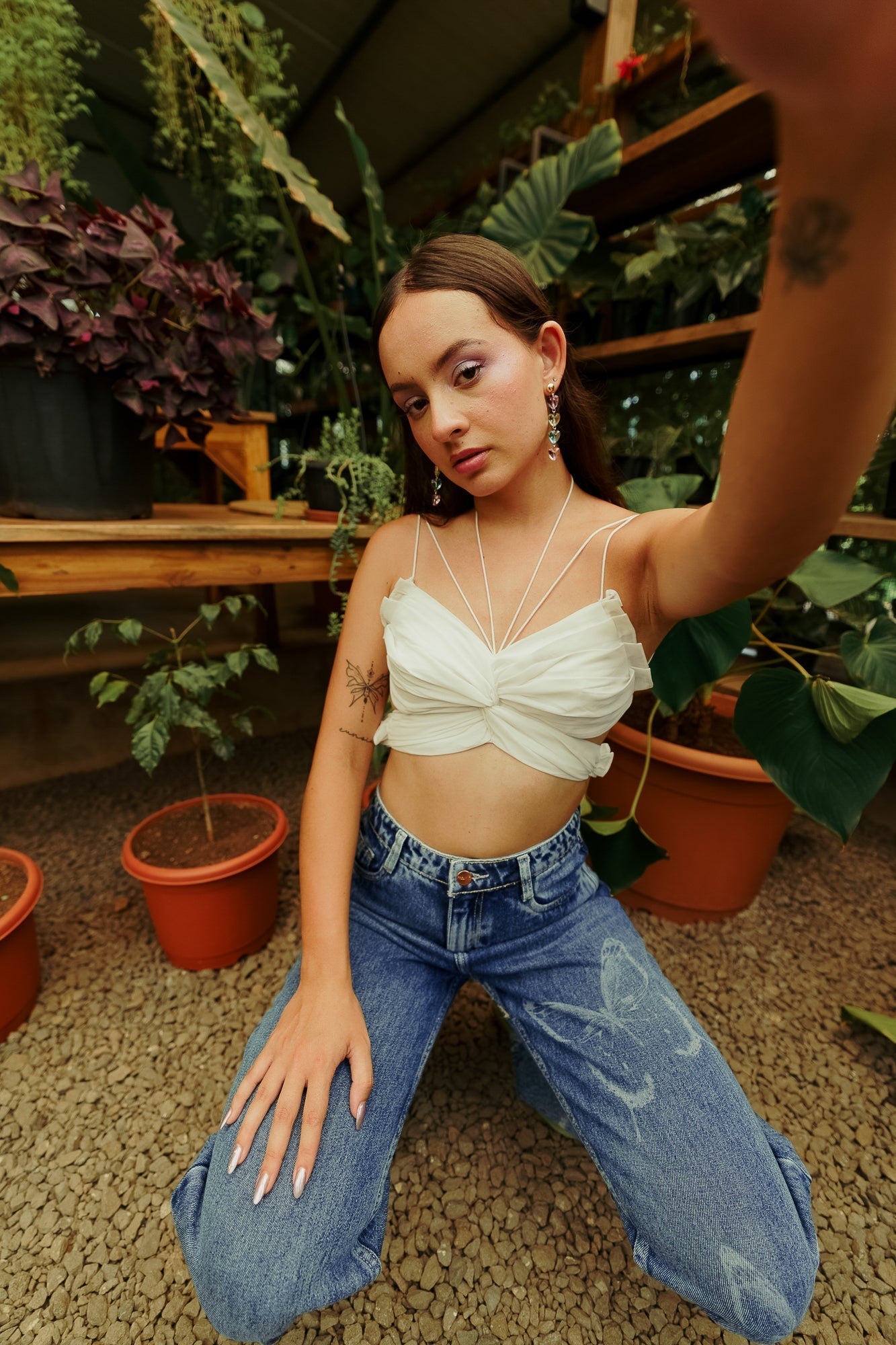 Blue Butterfly Inked Women's Straight Jeans