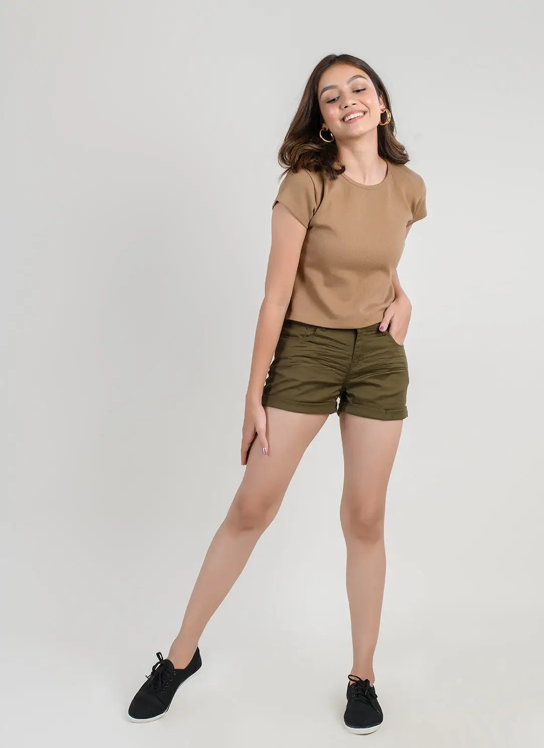 Basic Shorts In Olive