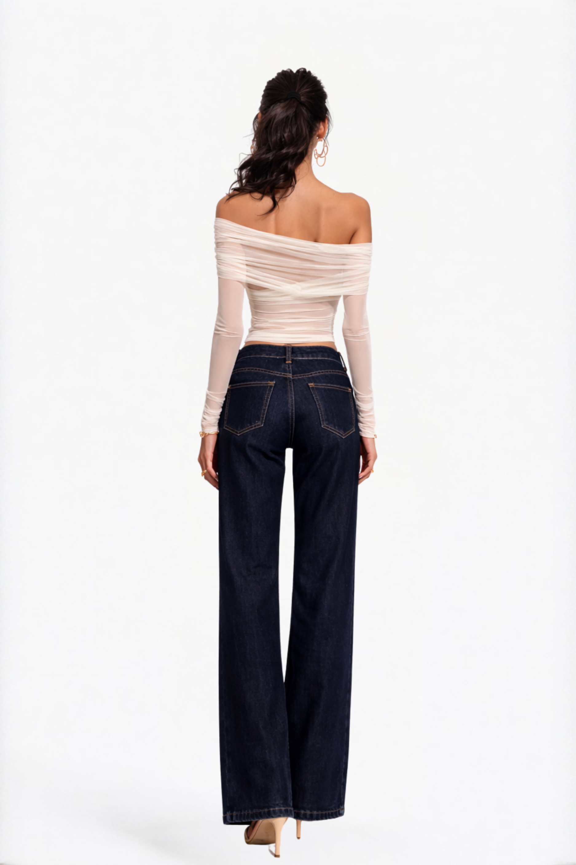 Dark Wash Wide-Leg Straight Jeans