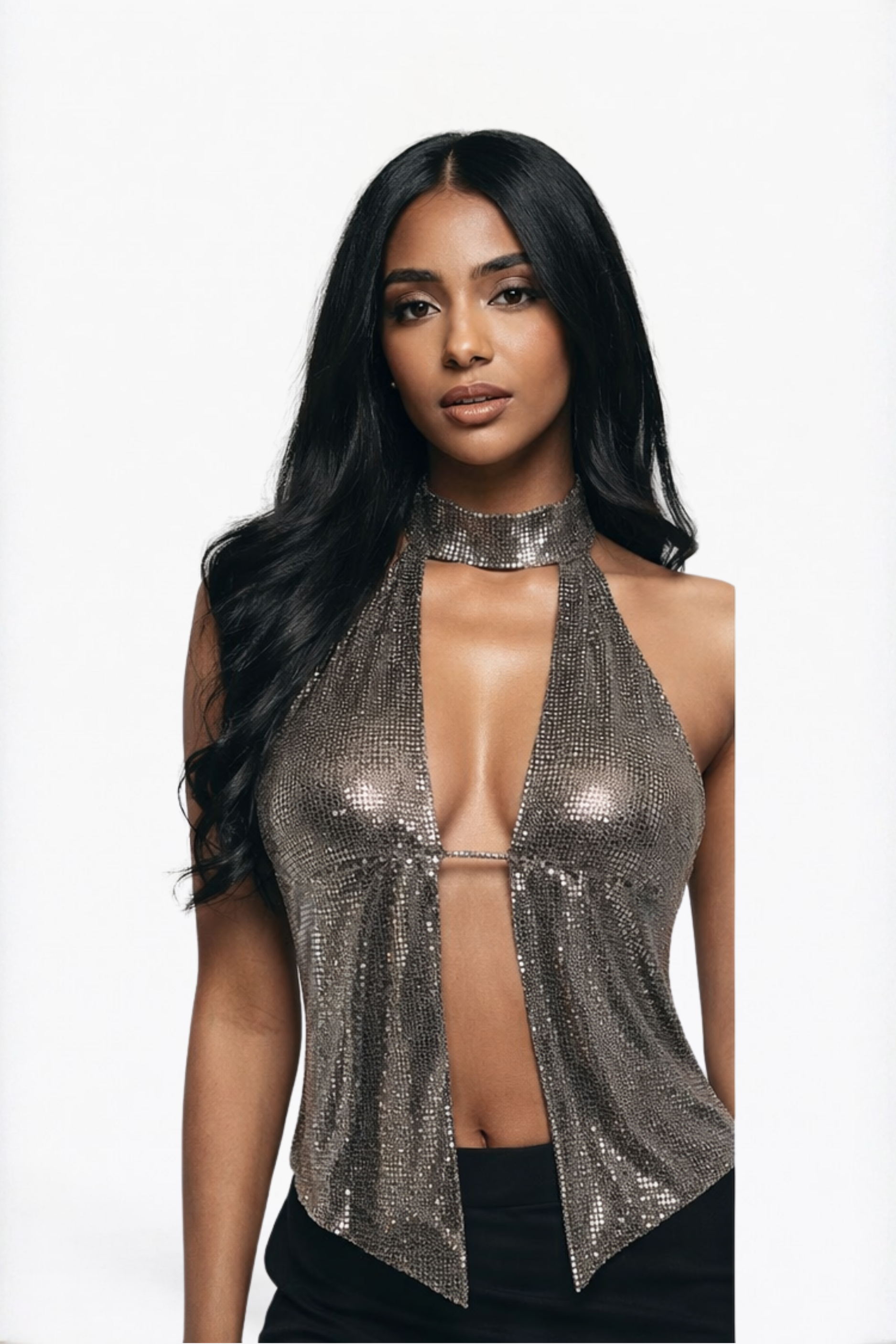 Metallic Halter Top