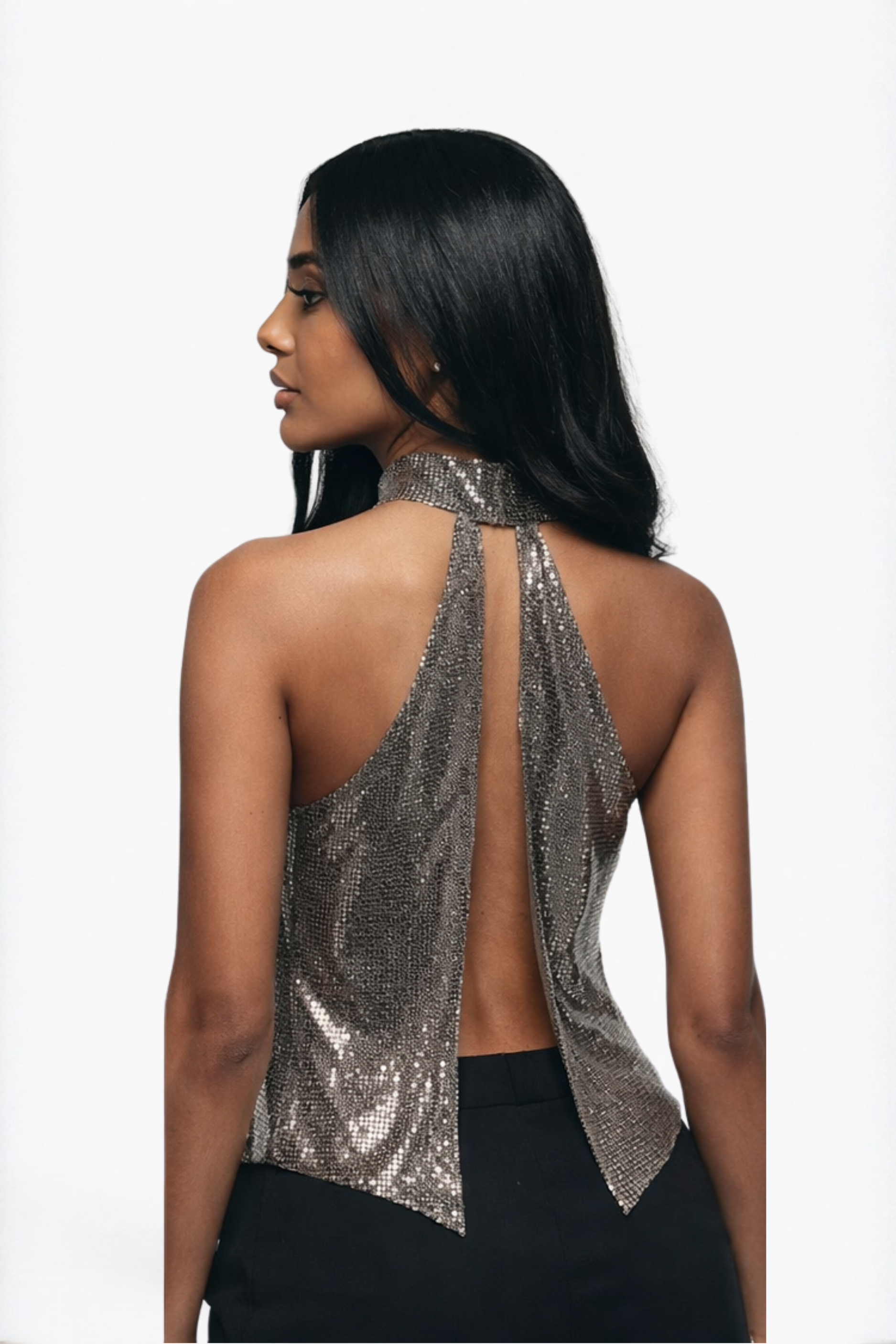 Metallic Halter Top
