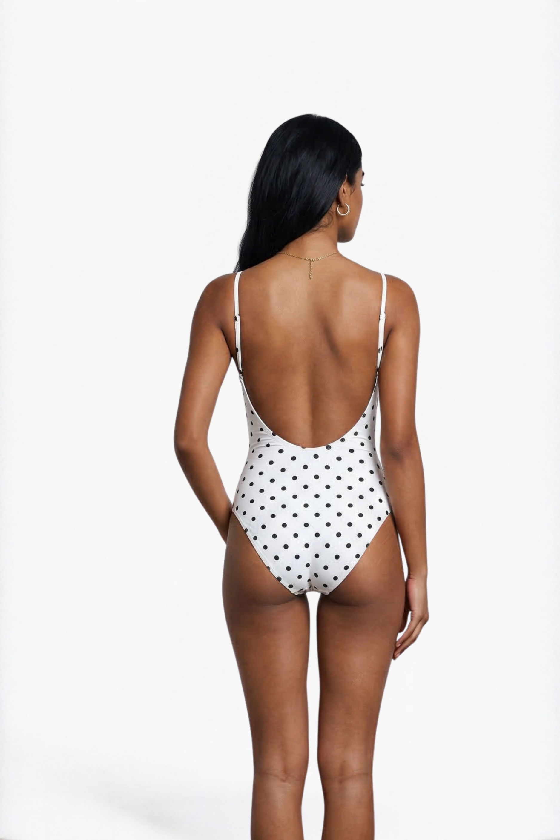 White Polka Dot Sleeveless Bodysuit