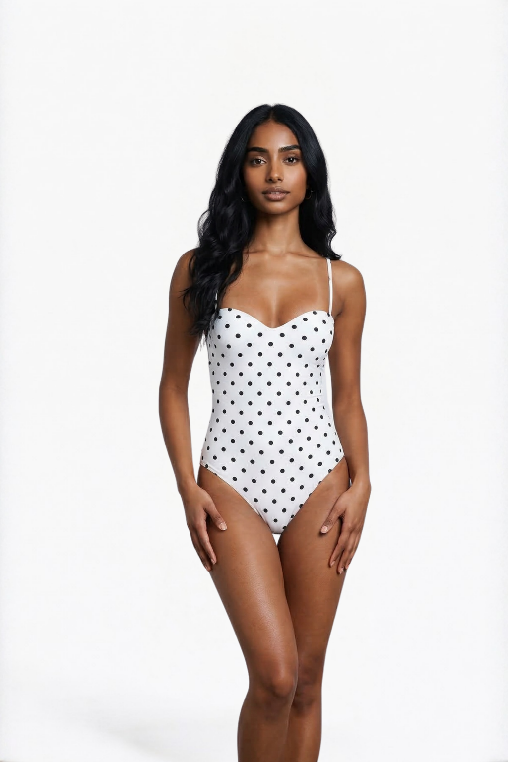 White Polka Dot Sleeveless Bodysuit
