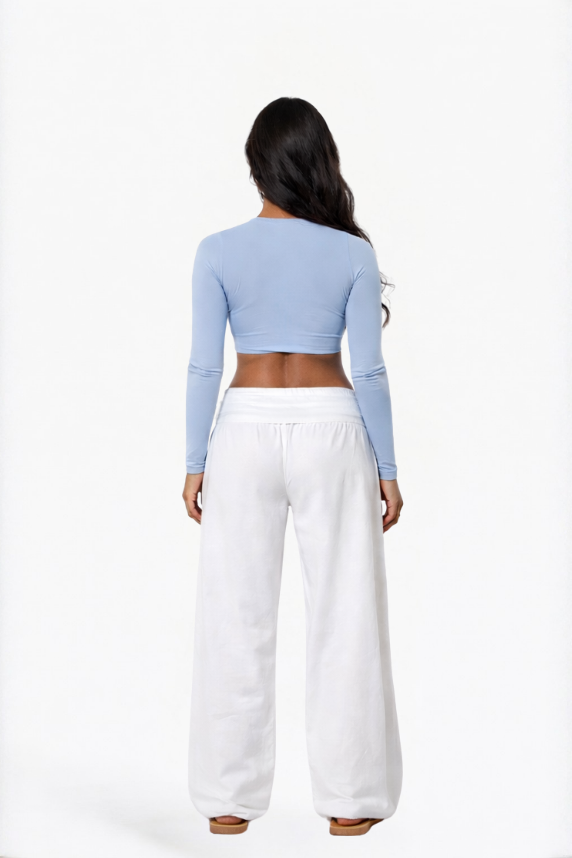 White Drawstring Wide-Leg Pants