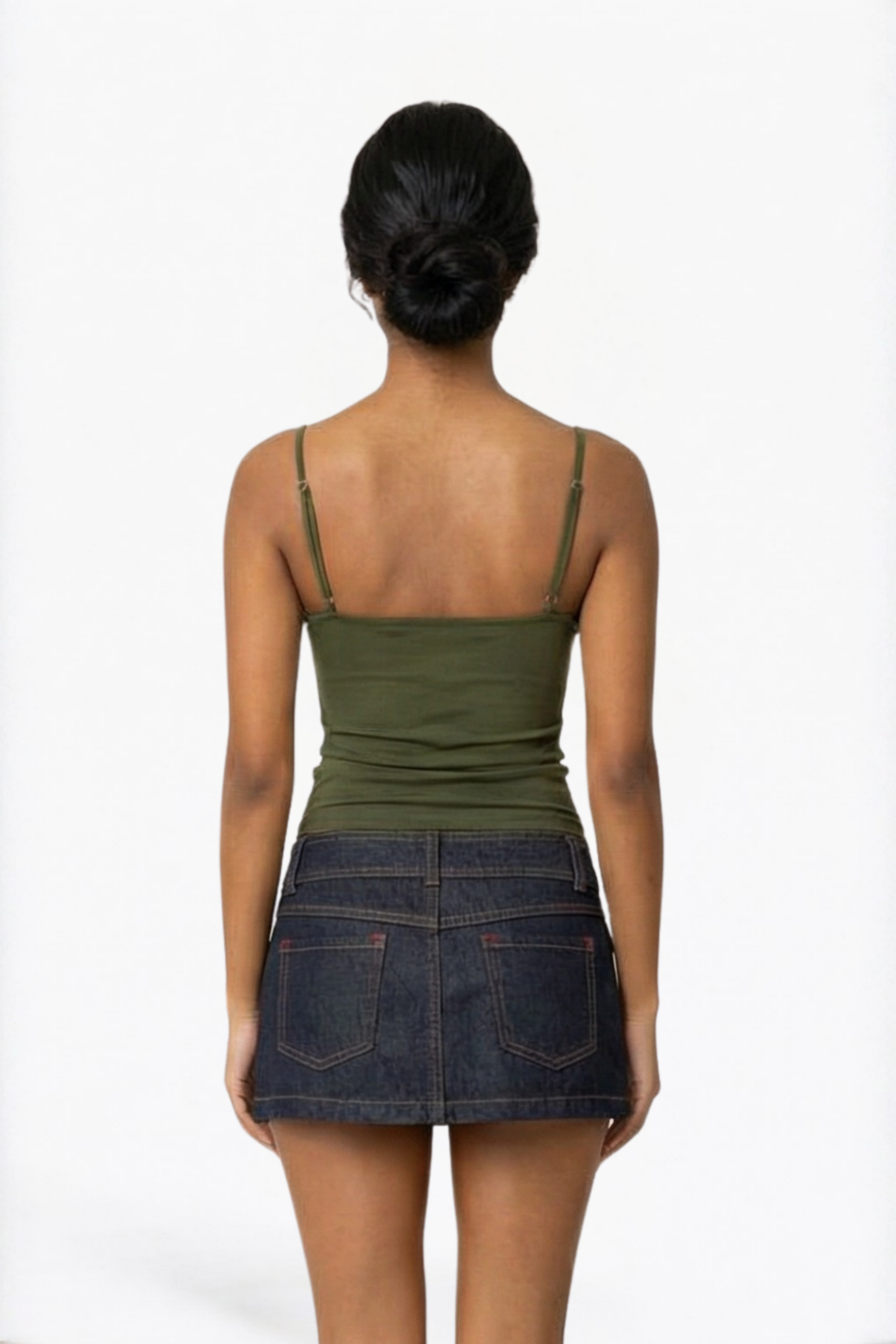 Dark Navy Cargo Denim Mini Skirt