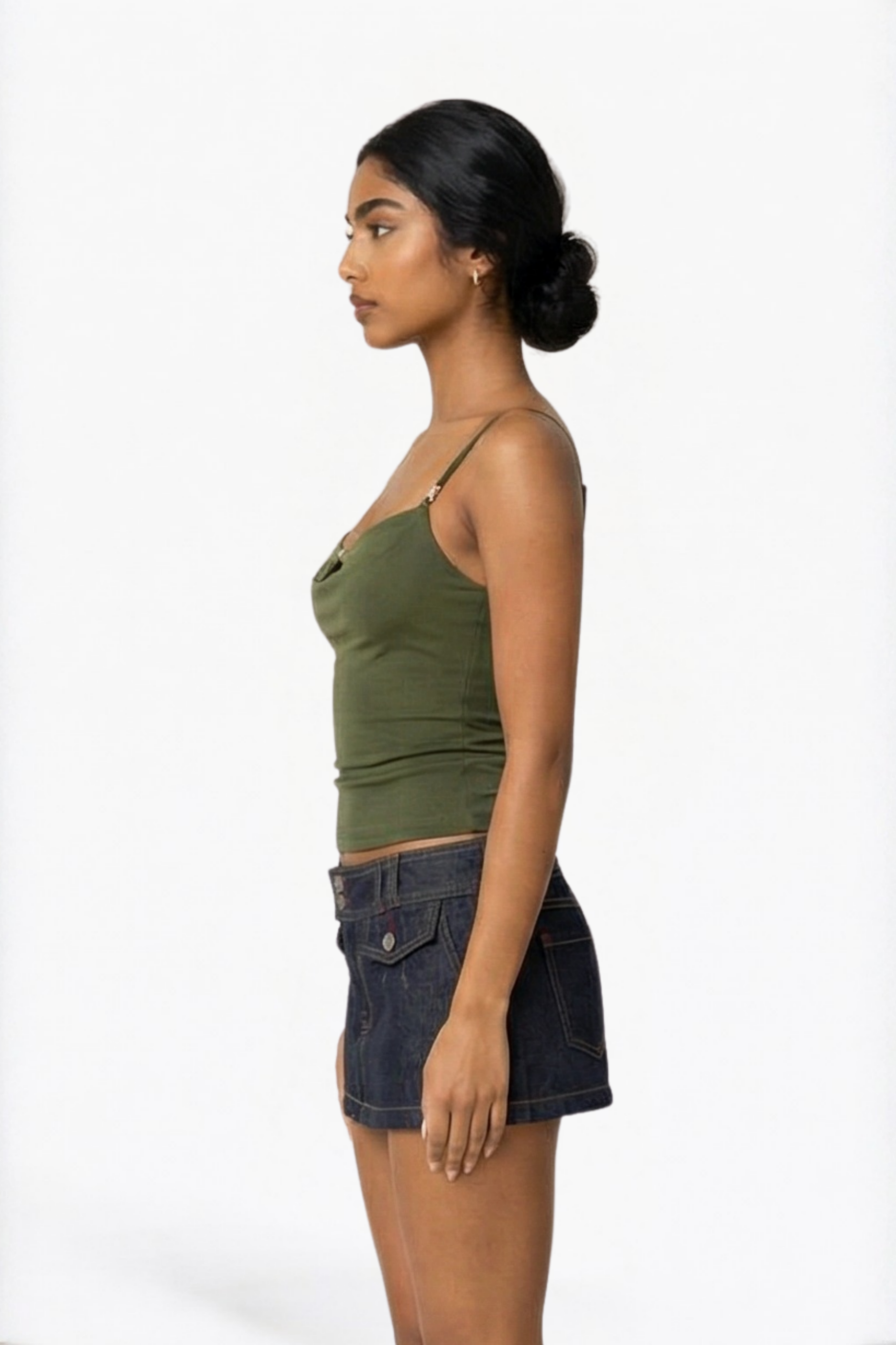 Dark Navy Cargo Denim Mini Skirt
