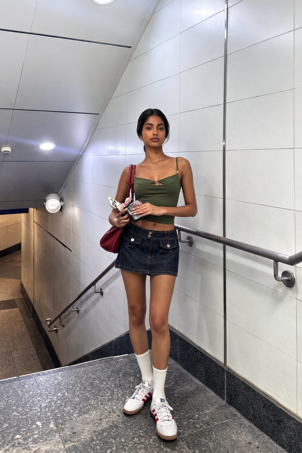 Dark Navy Cargo Denim Mini Skirt