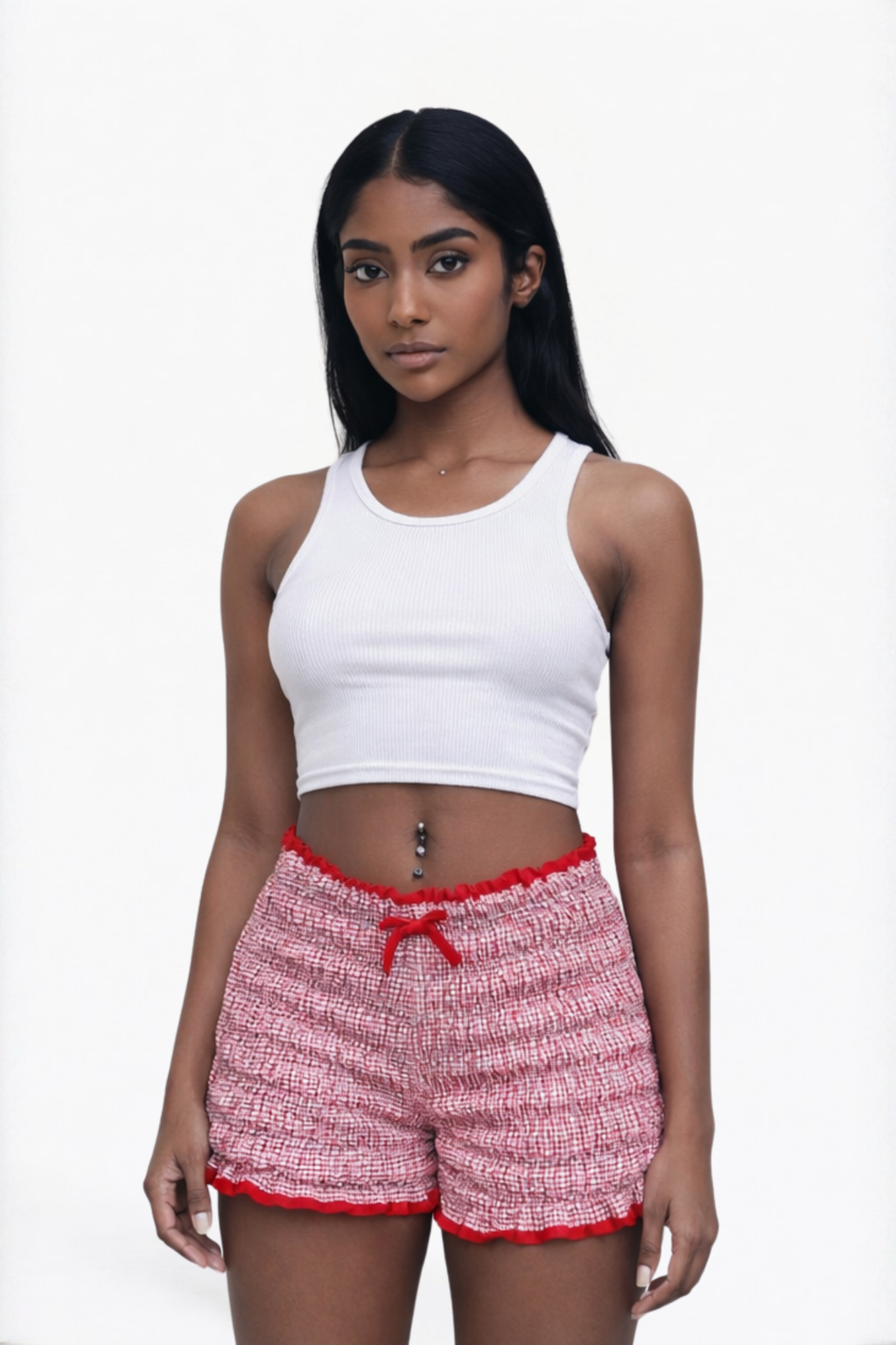 Pink Tiered Ruffle Velvet Micro Shorts