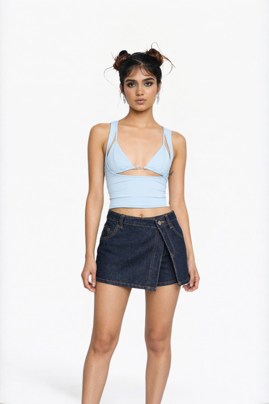 Indigo Denim Wrap Skort