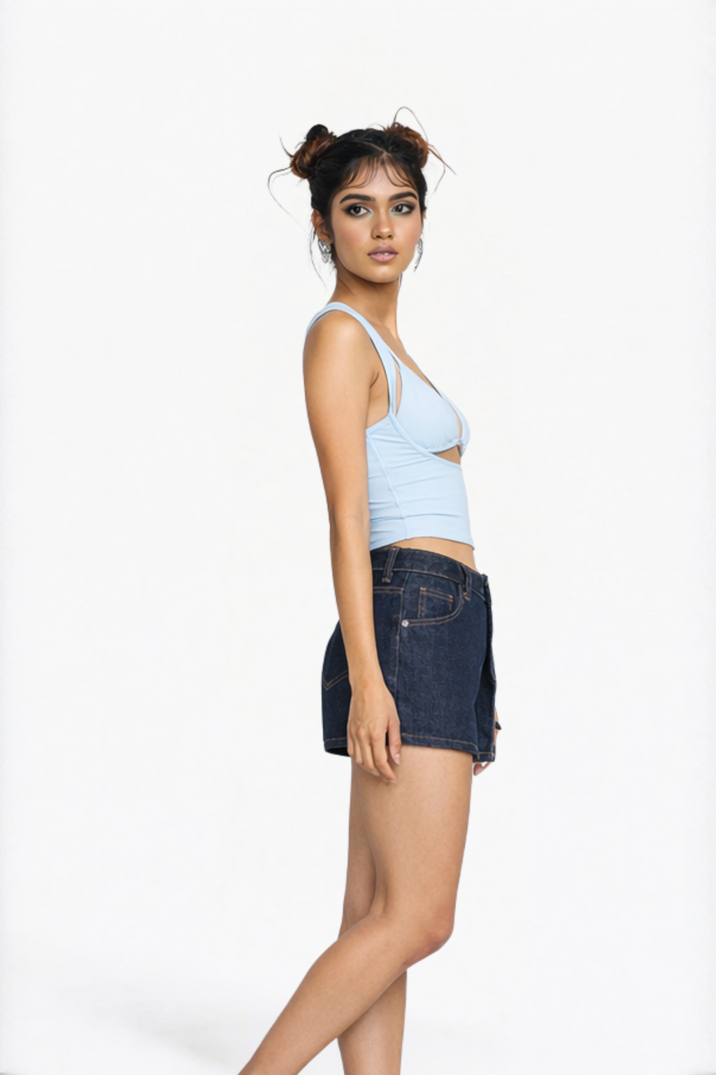 Indigo Denim Wrap Skort