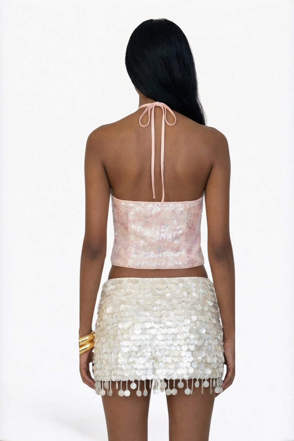 Blush Sequin Halter Neck Top