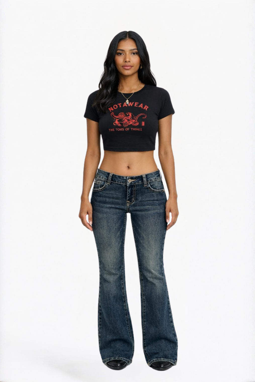 Blue Washed Flare Jeans