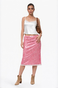 Pink Sequined Lace-Trim Skirt