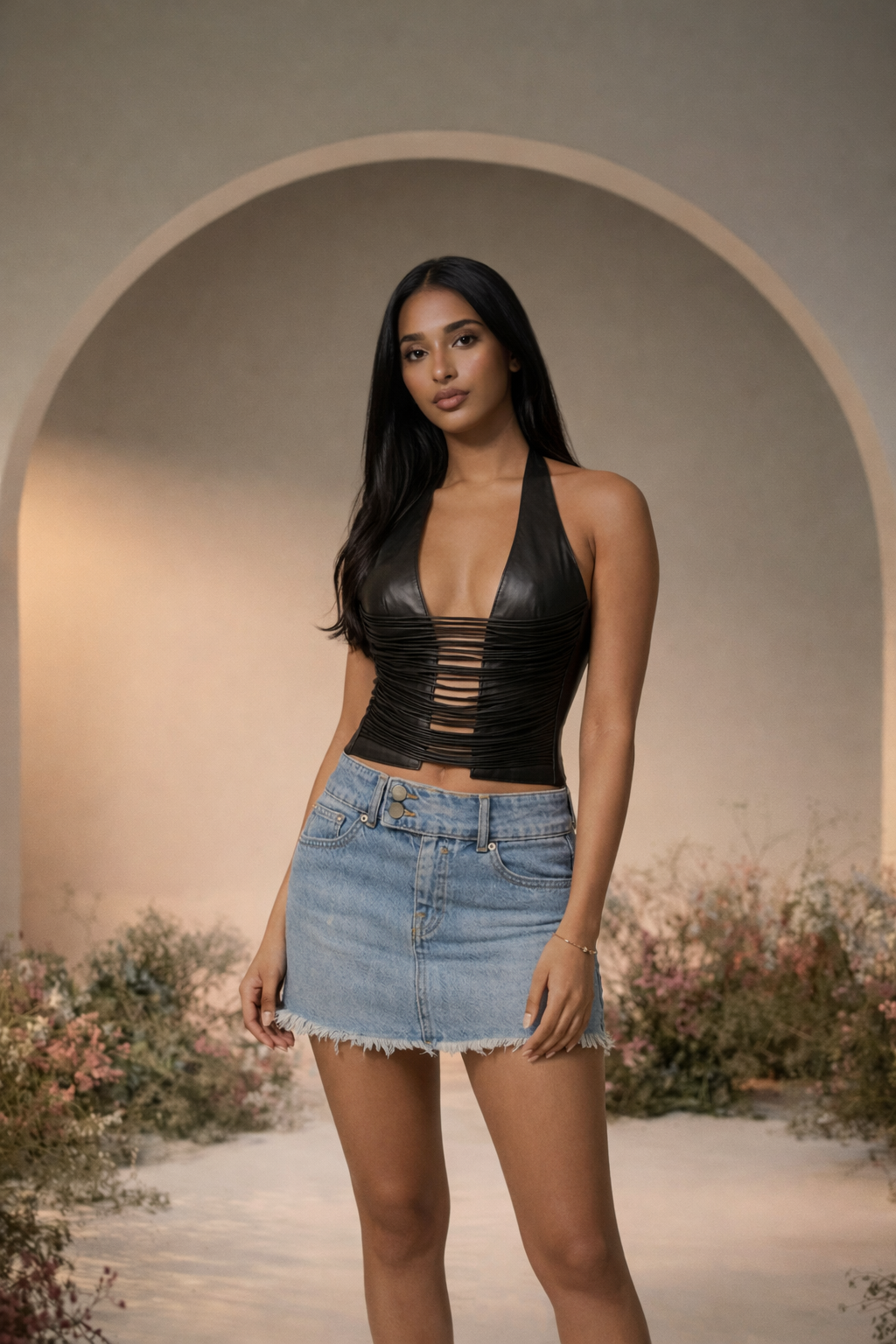 Light Wash Denim Mini Skirt