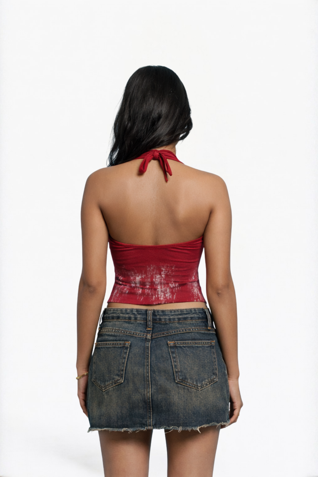 Vintage Washed Denim Cargo Mini Skirt
