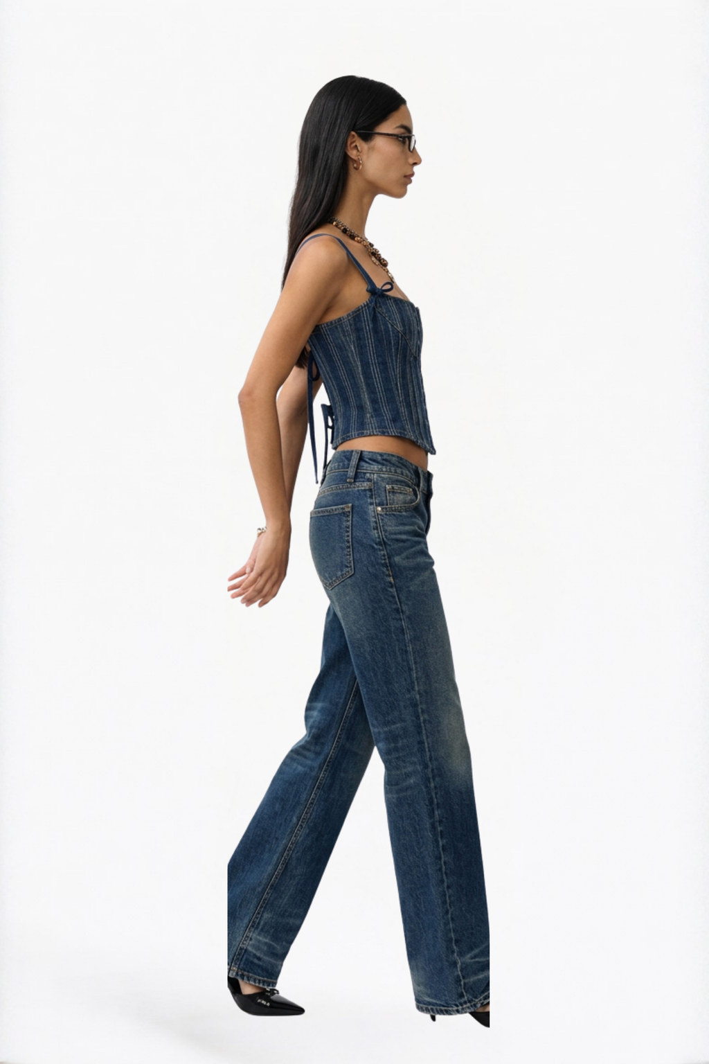 Dark Denim Bustier Top