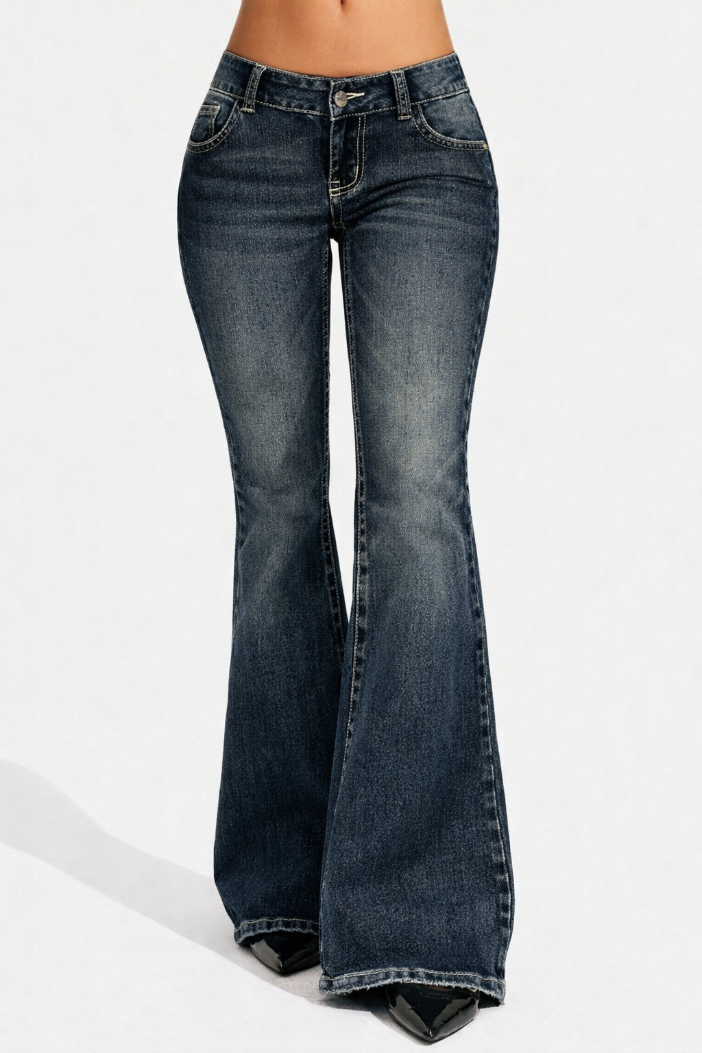 Blue Washed Flare Jeans