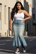 Antique Fade Curve Denim Mermaid Skirt