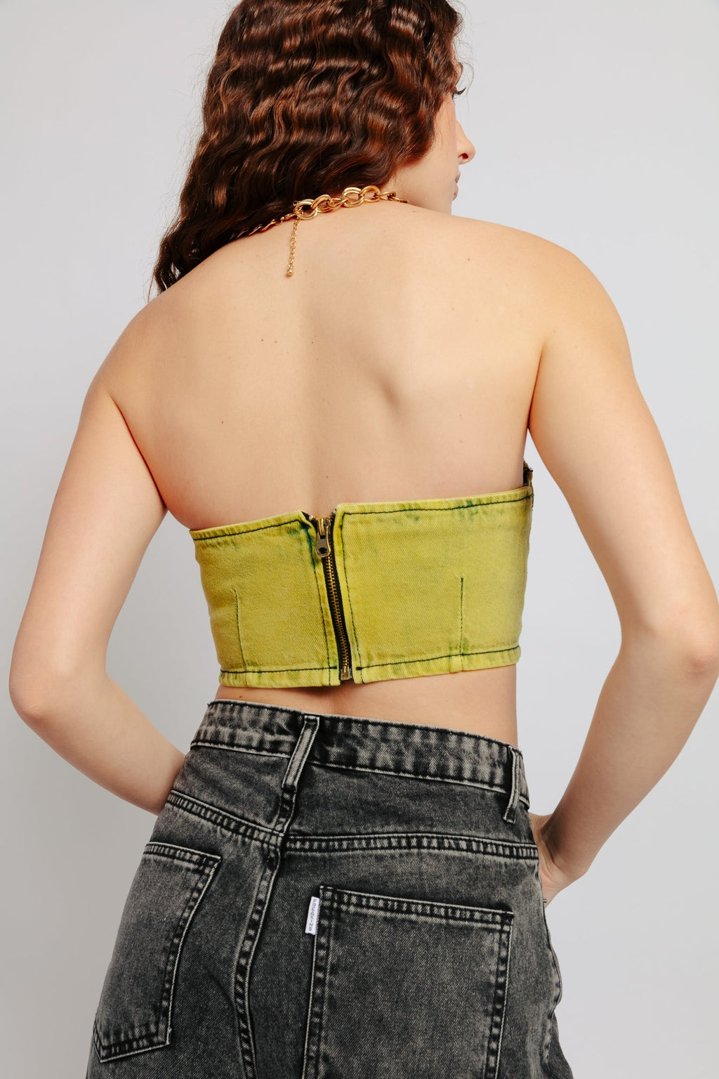 Neon Denim Bustier Top