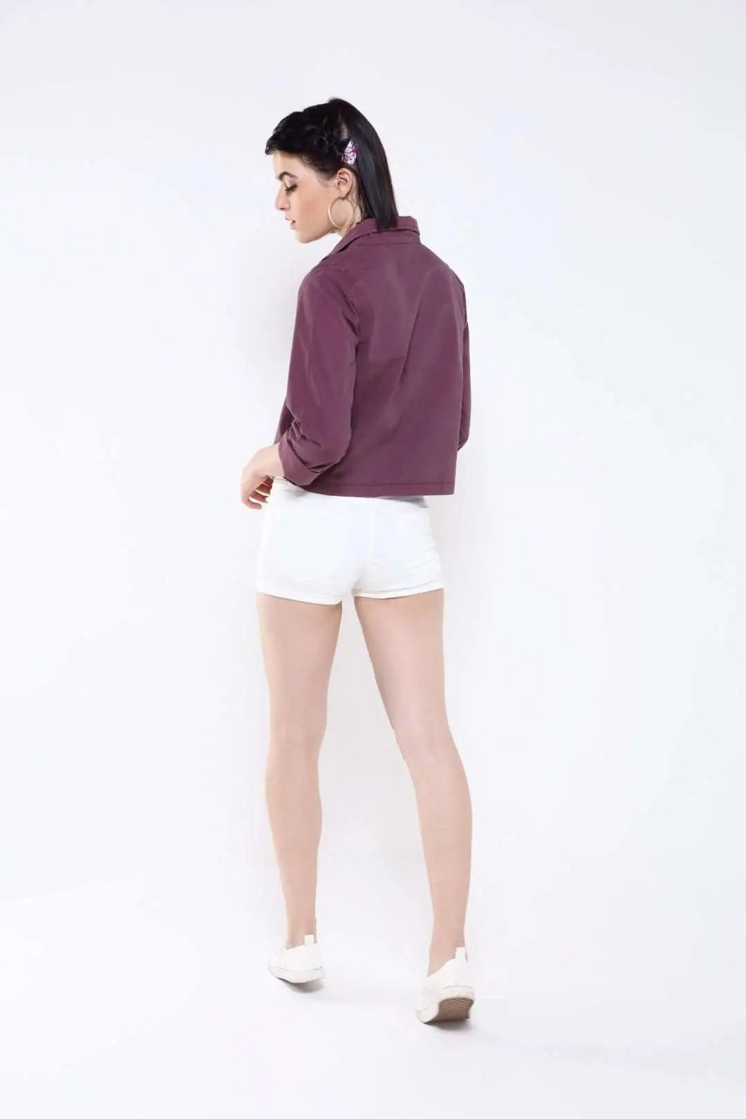 Wine Denim Crop Top