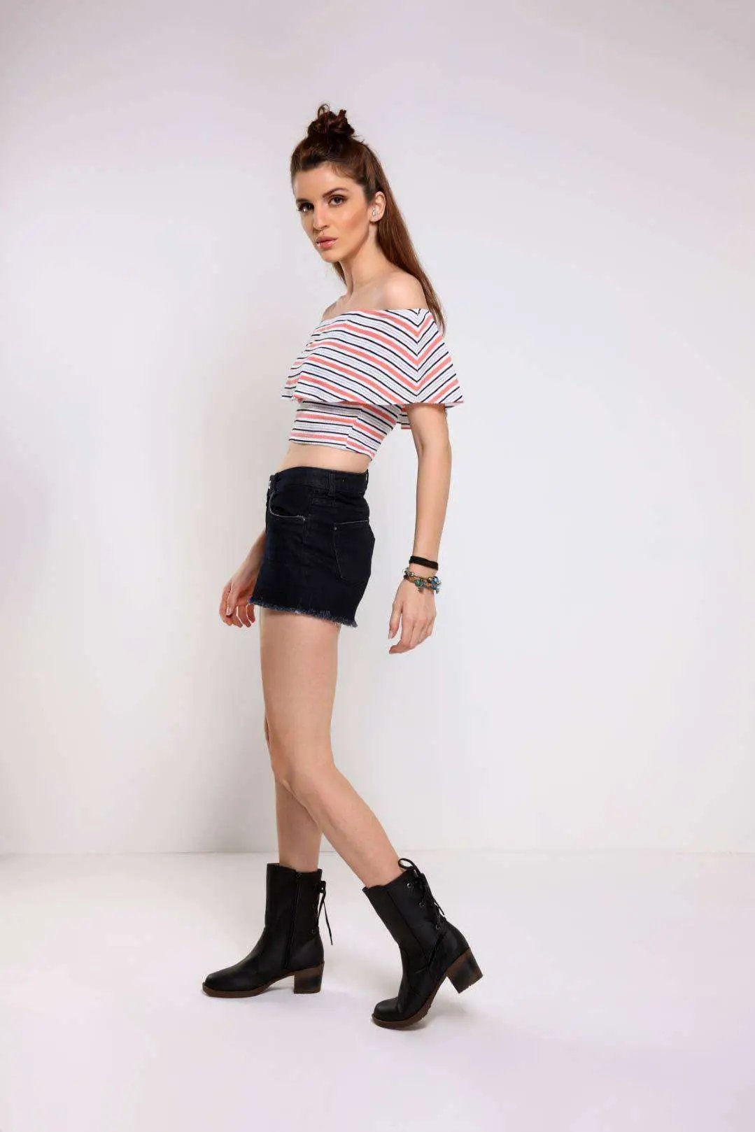 Black Mid Waist Hot Shorts