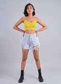Distressed Shorts In Ice Blue