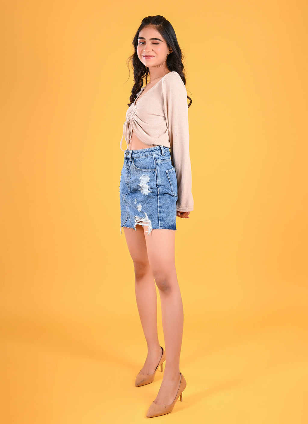 Ripped Denim Skirt