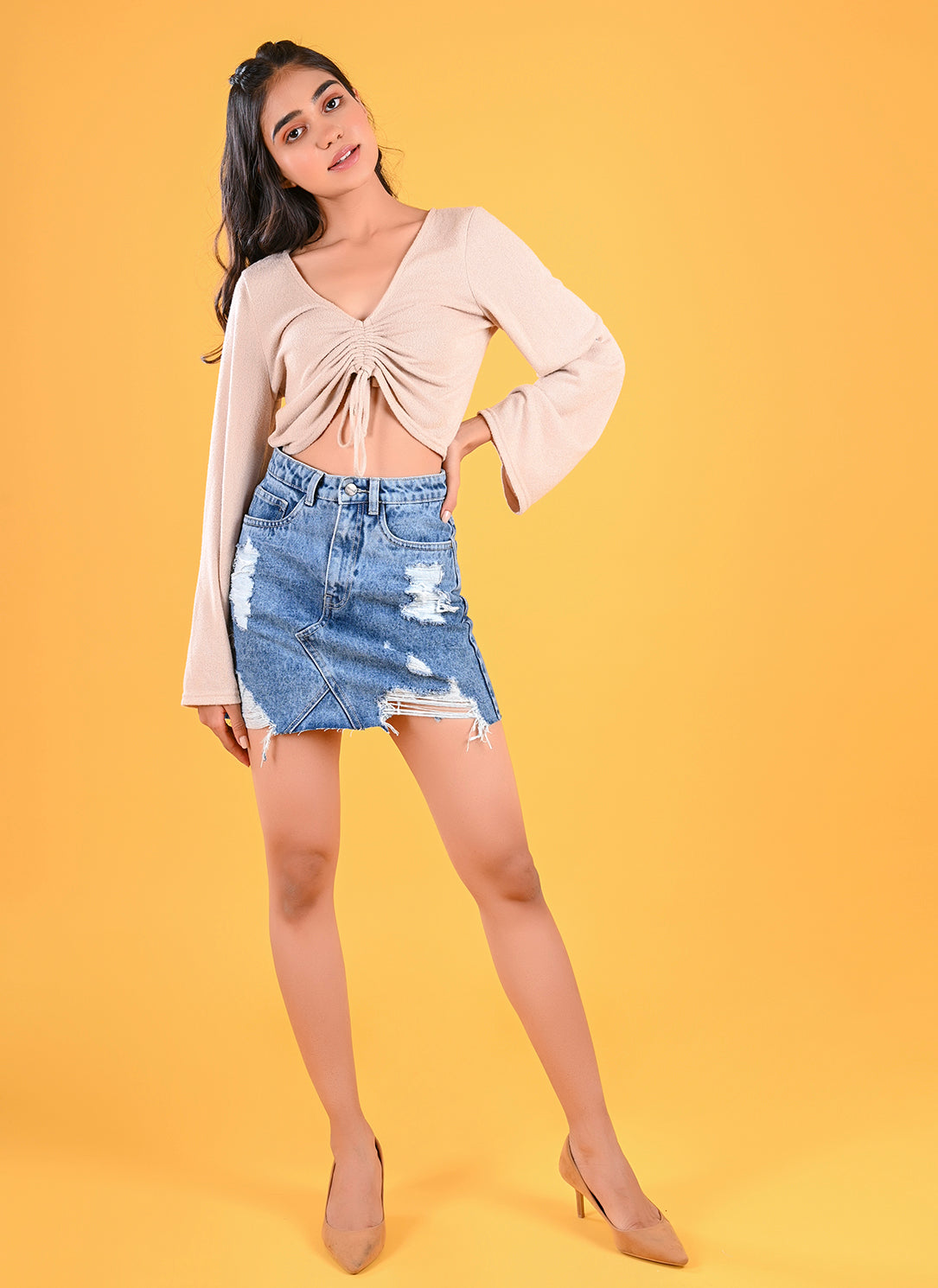 Ripped Denim Skirt