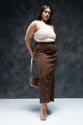 Espresso Curve Denim Carpenter Skirt