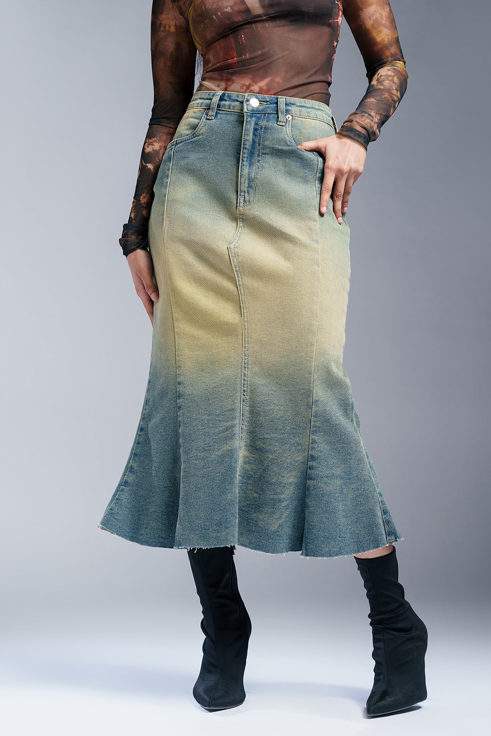 Retro Blue Women's Mermaid Denim Skirt