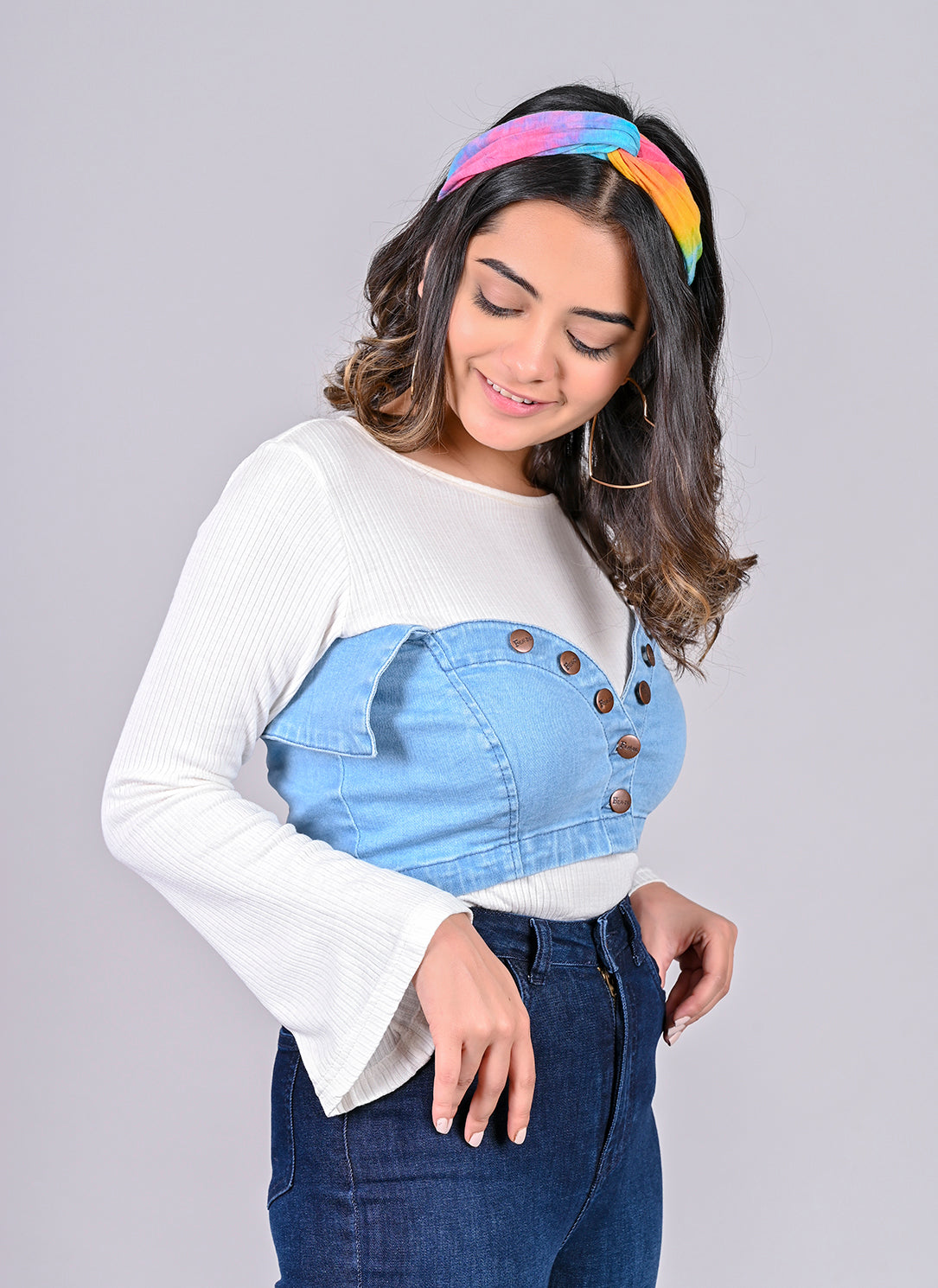 Cropped Denim Bustier