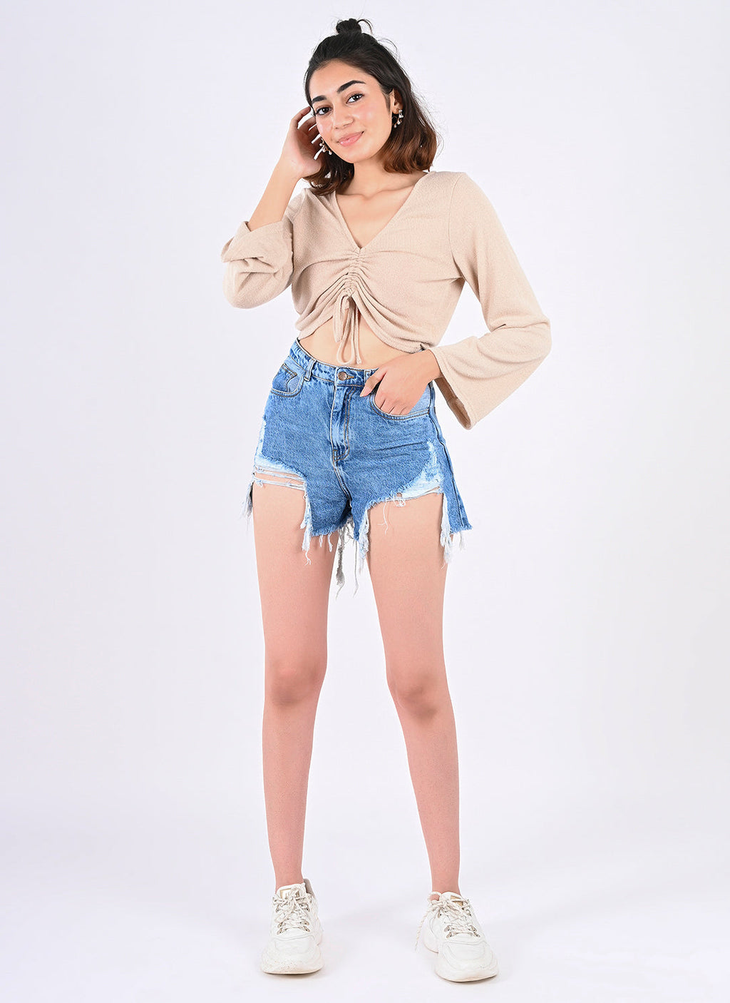 Distressed Denim Shorts
